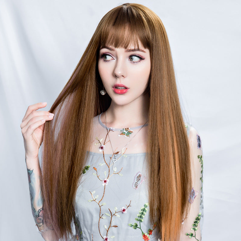 Gradiente de cabello largo al por mayor Invisible Natural de una pieza pelucas de peluca de pelo liso